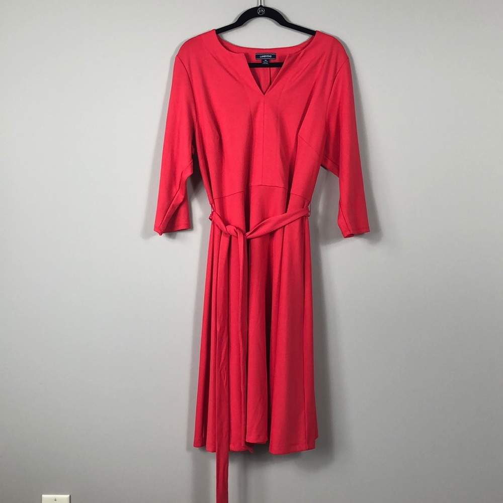 Lands End Coral Fit and Flare Dress